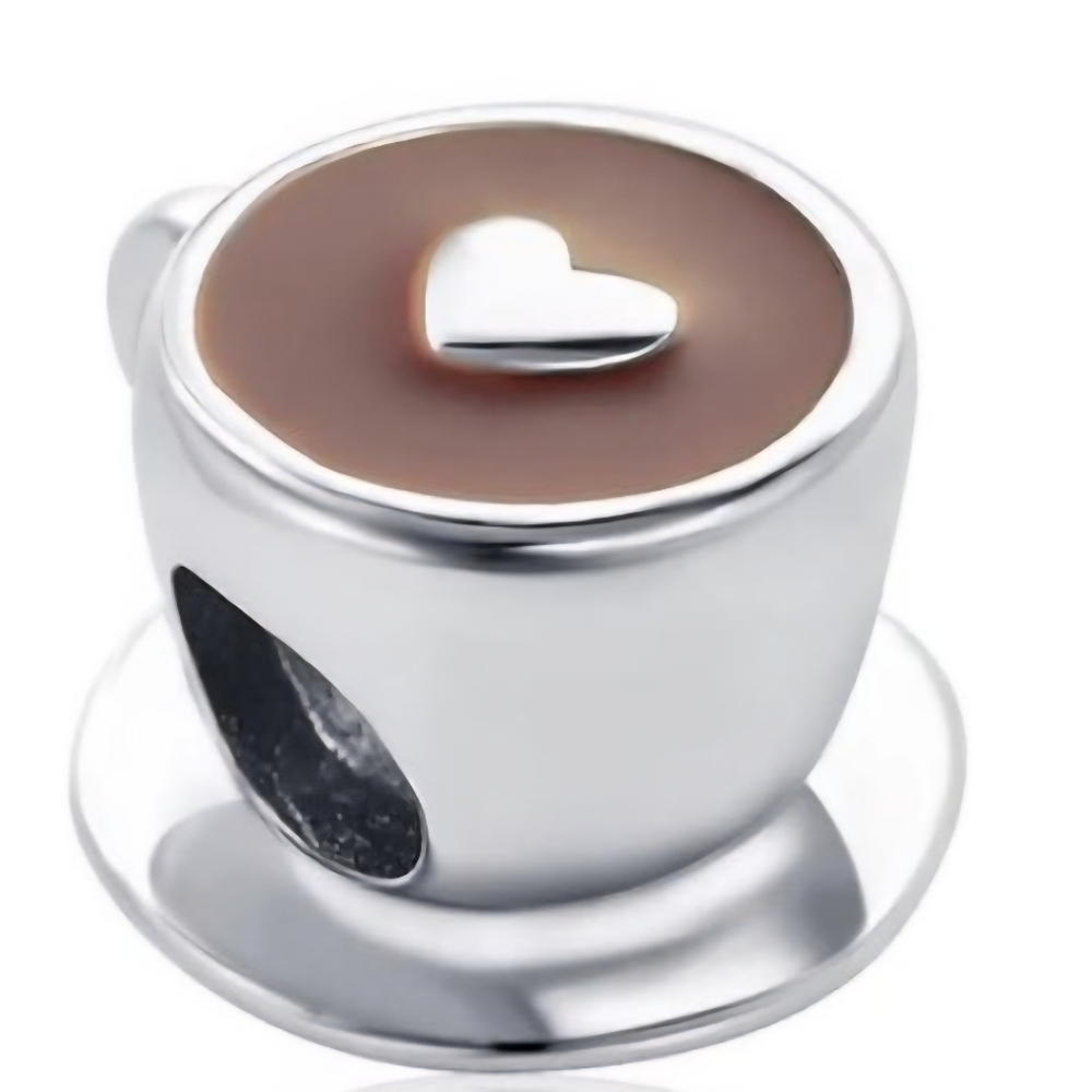 Sterling Silver 925 Coffee Love Charm